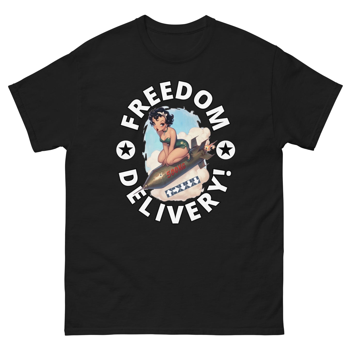 HDV004T Freedom Delivery Bombshell Pinup Helldivers T-shirt