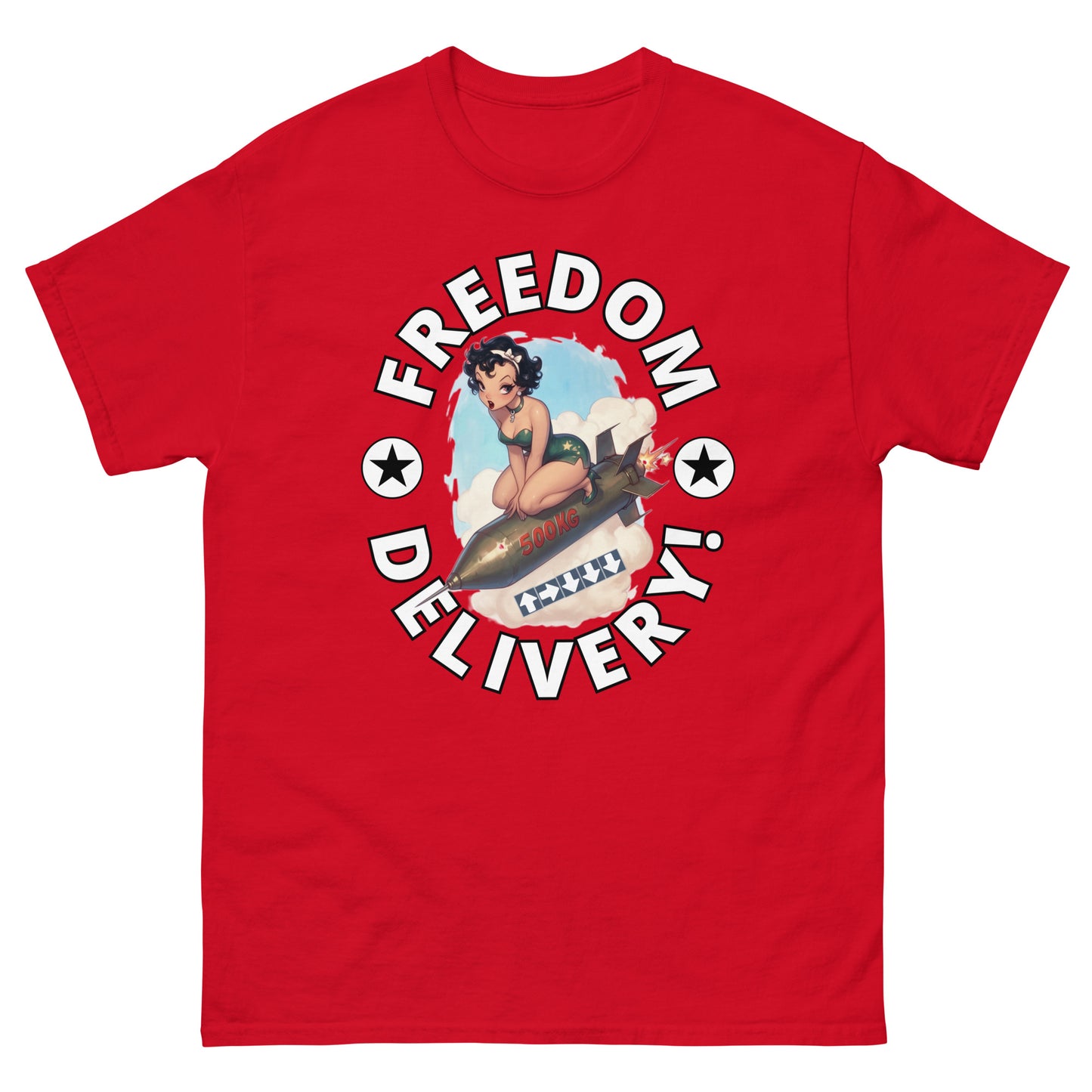 HDV004T Freedom Delivery Bombshell Pinup Helldivers T-shirt