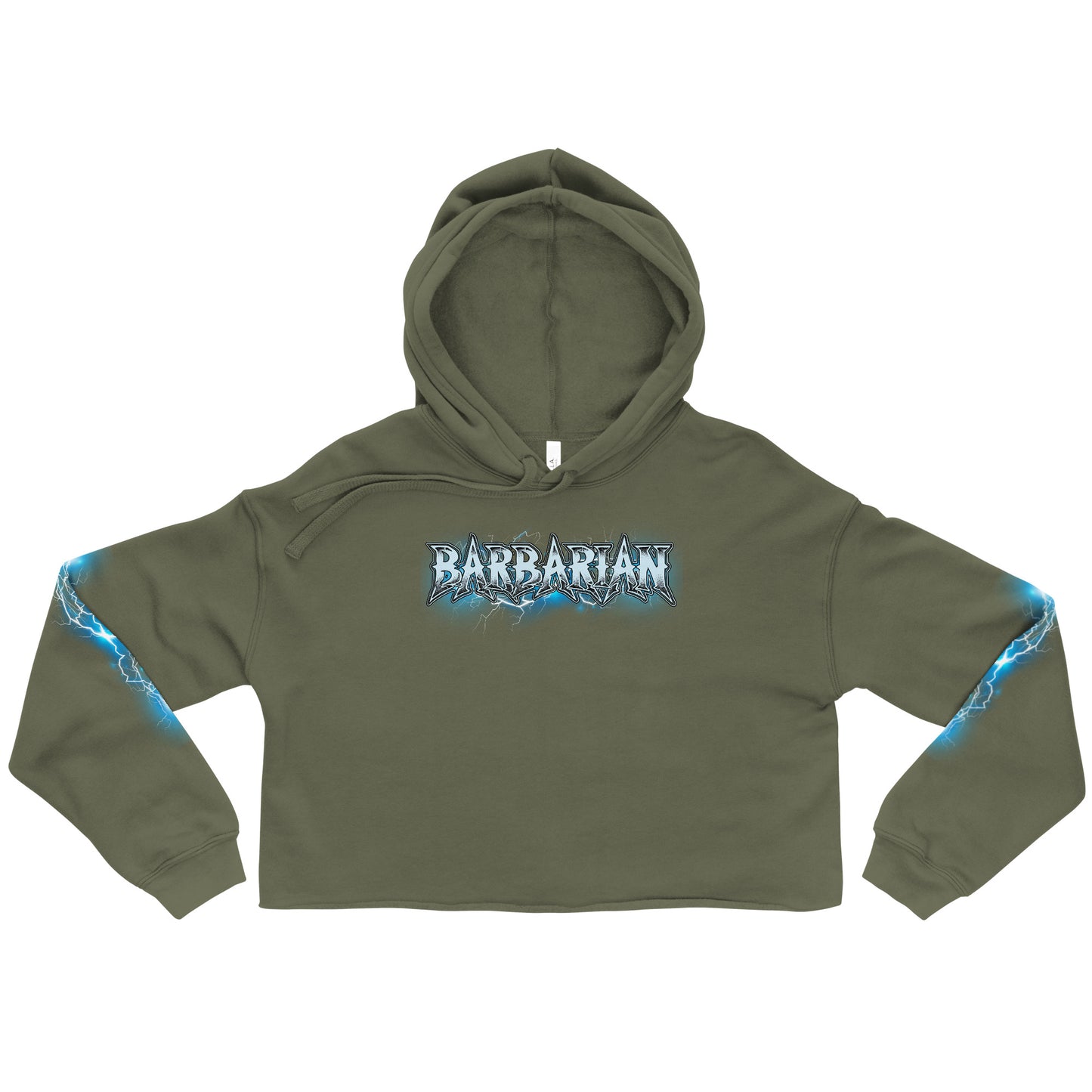 BRN001Cf In Fury, Find Focus Meditative Warrior Cropped Hoodie
