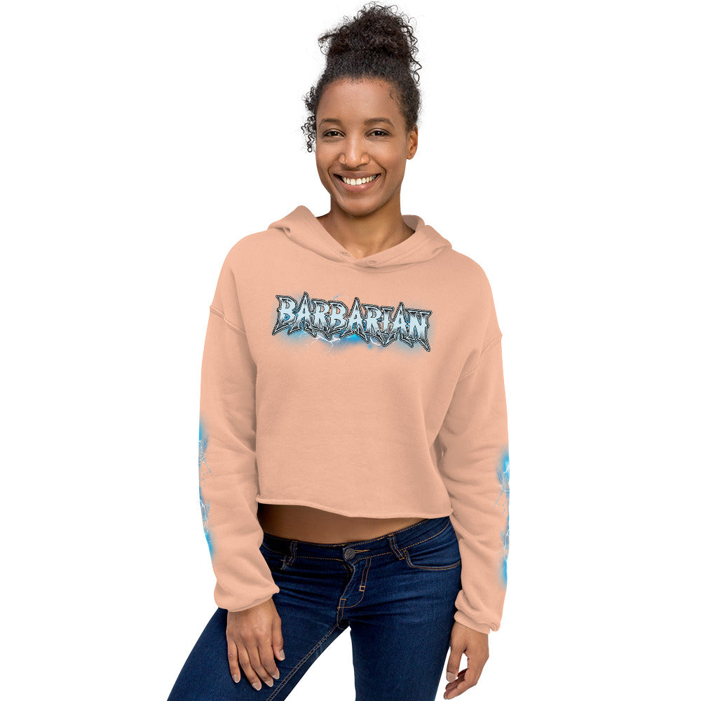 BRN001Cf In Fury, Find Focus Meditative Warrior Cropped Hoodie